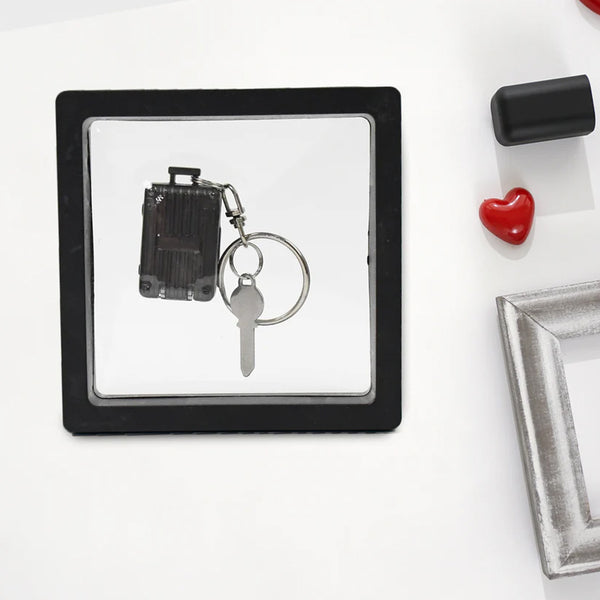 8430 Suitcase Shape Nail Clipper Keychain With Key & 3D Floating Frame Display Case (1 Set)