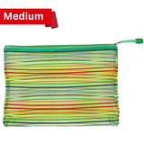AM5228 Transparent Colorful Rainbow Stripe Multipurpose Bag, Fridge Bag with Zipper - 32.5x22.5Cm - Medium (Pack of 1)