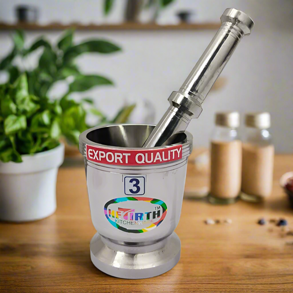 AM5344 Stainless Steel Heavy Mortar and Pestle Set - Big