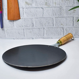 AM5329 Iron Tawa, Original Handmade Loha Iron Lokhand Roti/Chapati Tawa with Wooden Handle