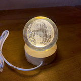 AM5357 3D Crystal Ball Night Lamp,Creative Engraved Crystal Ball Night Light, USB Table LED Wooden Crystal Ball for Home Decoration , Boys, Girls (Earth)