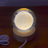AM5358 3D Crystal Ball Night Lamp,Creative Engraved Crystal Ball Night Light, USB Table LED Wooden Crystal Ball for Home Decoration , Boys, Girls (Moon)