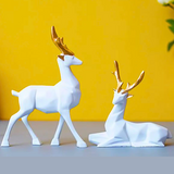 AM5367 White Deer Pair Showpiece for Home Decor Showpiece- Pack of 2 deer