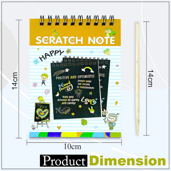 AM5279 Scratch Mini Notebook with Wooden Stylus for Kids Art (size- 10x14cm, Pack of 1 Pcs)