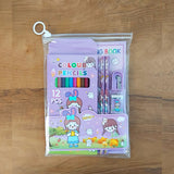 AM3845 5 in 1 Purple Drawing School Stationery Set