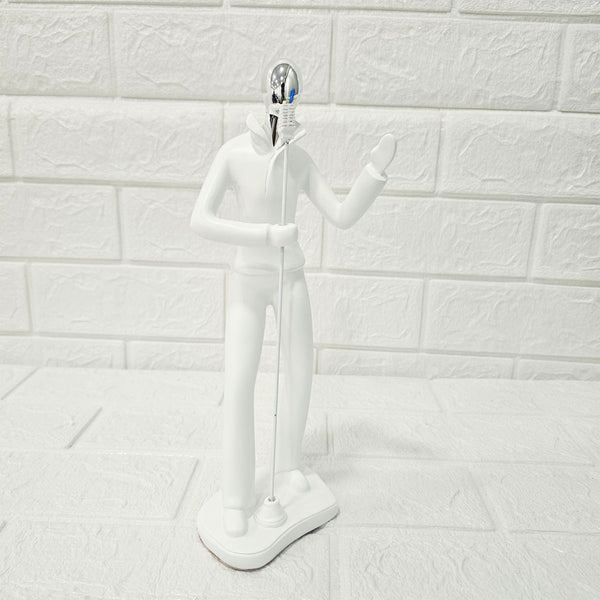 AM6133 Modern MicMan Singer Figurine Showpiece – White & Silver Decorative Idol