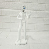 AM6133 Modern MicMan Singer Figurine Showpiece – White & Silver Decorative Idol
