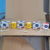 4121 Mix Design & Color Coffee Mug With Spoon and box packing, Design Coffee Mug Used for Drinking and Taking Coffees and Some Other Beverages in All Kinds of Places (1 pc)