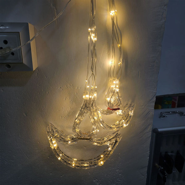 Di0068 10 Fairy Diya LED Curtain String Lights with Flashing Modes - 5x5 (Warm)