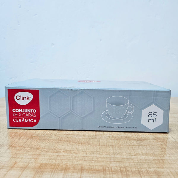 AM6001 Clink Ceramic Cup and Saucer Set of 8 pcs - 85ml