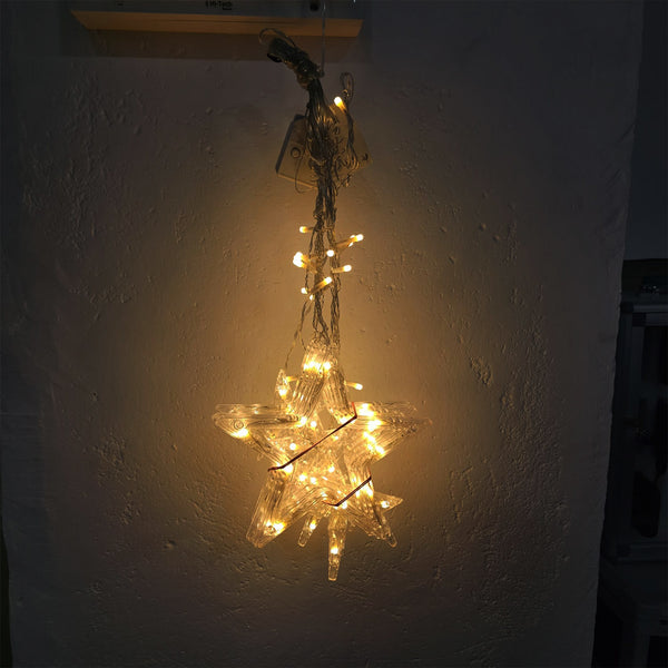 Di0061 12 Stars LED Curtain String Lights with Flashing Modes - 6x6 (Warm)