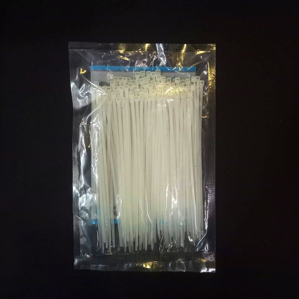AM5893 White Self locking Nylon Cable Tie - 6 Inch (Pack of 100pcs)