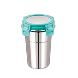 3329 Stainless Steel Airtight & Leak Proof Lock Glass Tumbler with Lid - 350ml