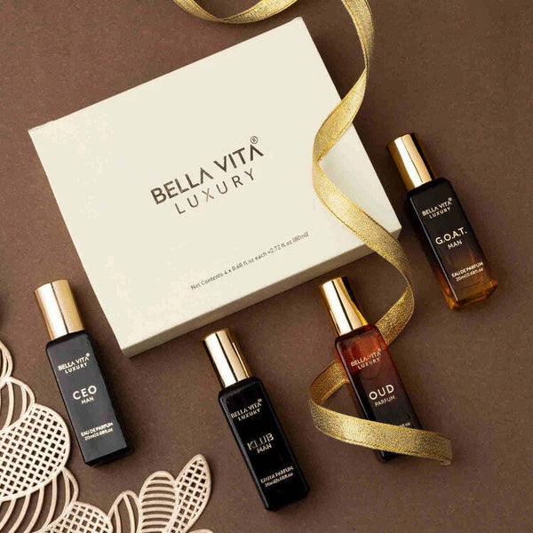 AM2383 Bellavita Perfume Gift Set For Men Ceo , Oud , Klub , Goat Man Perfume 80ml 4Pcs