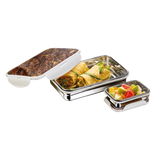 AM3269 Joyful Deluxe Lunch Box with Spoon 850 Stainless Steel Color & Design Availablity as per Stock For collage, office School 1 Piece