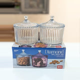 Di0361 Diamond Dry Fruit Transparent 2pc Jar with Lids - 500ml (Mix Colour)