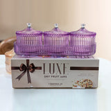 Di0362 LUXE Dry Fruit Transparent 3pc Jar with Lids & Stylish Tray (Mix Colour)