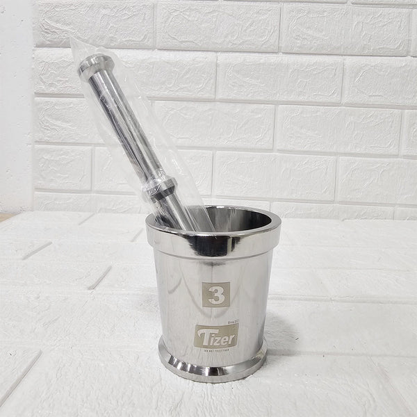 AM5344 Tizer Stainless Steel Heavy Mortar and Pestle Set - Big