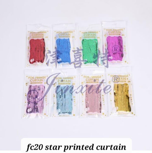 AM2765 Foil Fringe Curtain FC20 Star Printed Curtain Photo Booth Backdrop Wall Decoration Curtains for Wedding Birthday Party Multicolour