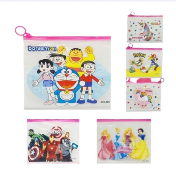 AM2974 Cartoon Zip Design Pouch 1258 PPa Pouch Transparent Document Bag