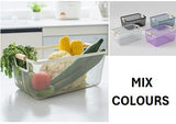 A07043 Rectangular Metal Mesh Storage Basket with Wooden Handles (Mix Colours)