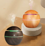A07065 HMDF-206 4-Inch Mini Ultrasonic Wood Grain Aroma Diffuser & Humidifier