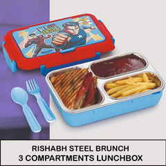 AM5662 Rishabh Steel Brunch 3 Delight Lunchbox for School and