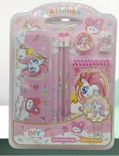 A06899 Kids Cute Cartoon Metal Pencil Box & Blister Stationery Gift Set with Mini Diary