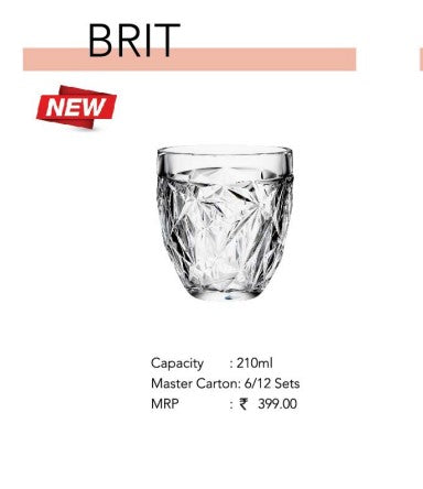 AM2685 CELLO Brit Tumbler Glass 210ml set of 6