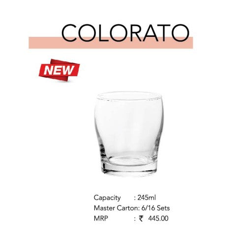 AM2696 CELLO Colorato Tumbler glass 200ml Set of 6pcs