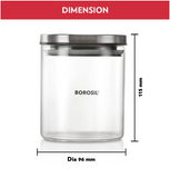 AM5171 Borosil Classic Jars With Wooden Tray - 4Pcs (600 ml Each)