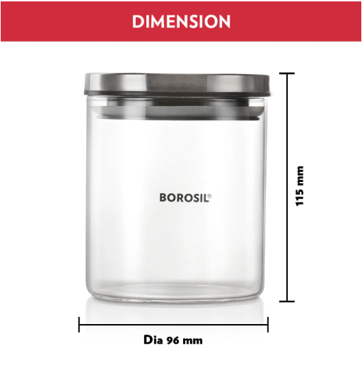 AM5171 Borosil Classic Jars With Wooden Tray - 4Pcs (600 ml Each)