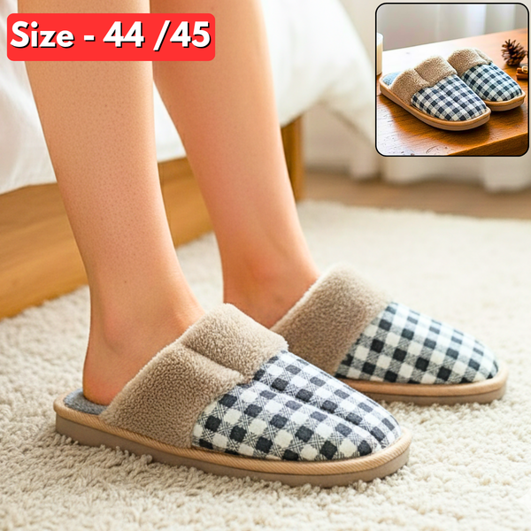 AM2429 Winter Cozy Plaid Slippers Men & Women Size- 44, 45  – Soft, Warm & Stylish -Multicolour