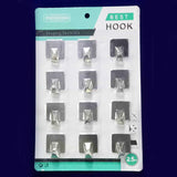 AM2168 Best Statinless Steel Hook Square 12Pcs Steel Silver Hooks for Wall Hanging, Kitchen, Bathroom