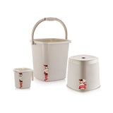 AM2654 Rishabh Superline Small Superline Mug 1Ltr, Superline Bucket 20Ltr, Superline Stool Big Bathroom Set of 3Pcs Multicolour