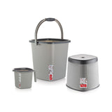 AM2654 Rishabh Superline Small Superline Mug 1Ltr, Superline Bucket 20Ltr, Superline Stool Big Bathroom Set of 3Pcs Multicolour