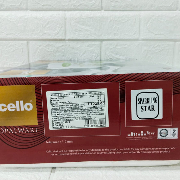 Di0204 Cello OPalware Royale Soup Set of 14pc Different Units