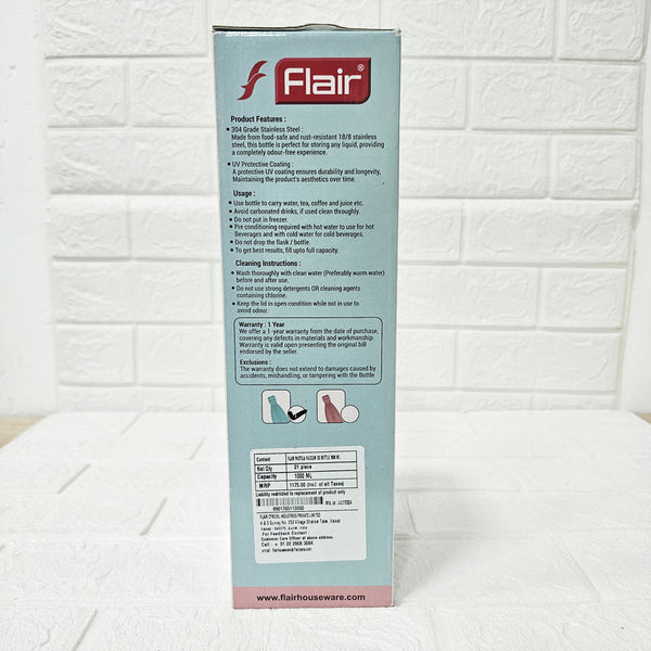 Di0027 Flair Pastel Vacuum Insulated Stainless Steel Bottle – 1000 ml