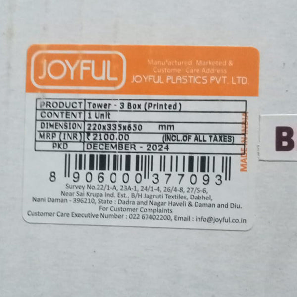 AM3943 Joyful Tower 3 Slim Plastic Modular Drawer