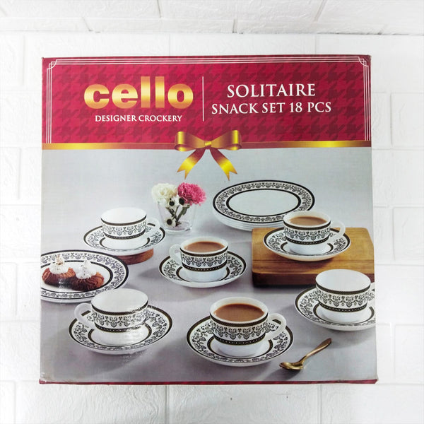 Di0208 Cello Solitaire Moon Stone Designer Crockery Snack Set – 18 Pieces
