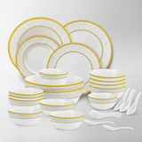 AM5753 Cello Opalware Divine Infinity Dinner Set, 33 Units | Microwave & Dishwasher Safe | Light-Weight & Thermal Resistant | Crockery Set for Dining & Gifting
