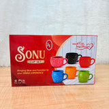 TM0072 Sonu Ceramic Tea Cup Set - (6 Pcs) with Floral Pattern in Multiple Colors