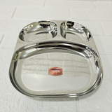 AM6014 Madhuram Stainless Steel Smiley Shape 3 Compartment Dinner Plate