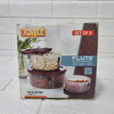 Di0052 Joyful Flute 3-Piece Airtight Container Set – 300 ml, 600 ml & 1200 ml