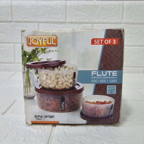 Di0052 Joyful Flute 3-Piece Airtight Container Set – 300 ml, 600 ml & 1200 ml