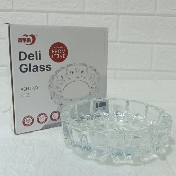 AM6053 Round Crystal Glass Smoking Ashtray- 118mm