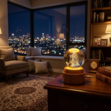 A06887 3D Laser Engraved Crystal Ball Lamp with Wooden Base & USB Cable