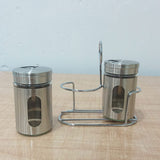 AM5980 Salt & Pepper Sprinkler with Stainless Steel Lid and Rack - Set of 2