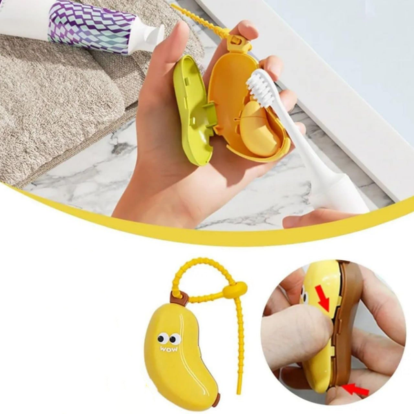 A07175 Cute Banana Toothbrush Case Cover with Hanging Strap