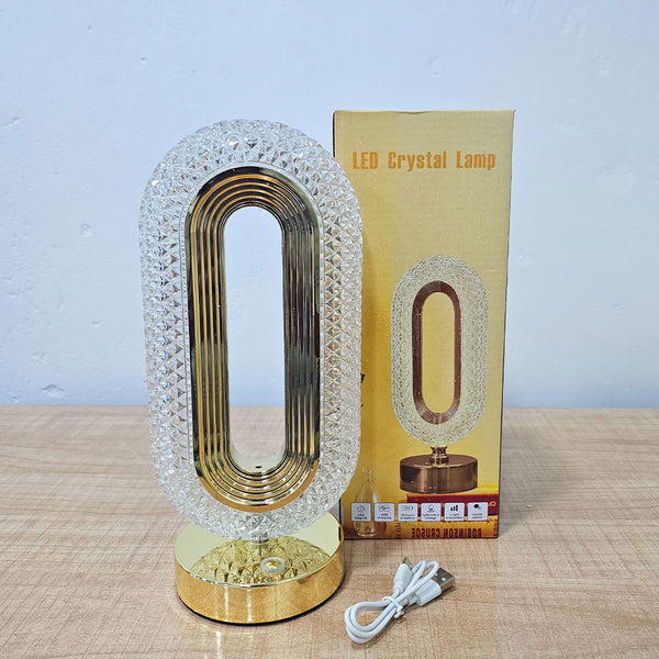 AM5944 Crystal Rounded Pill LED Table Lamp with USB Cable - Sensor 3 Color Modes